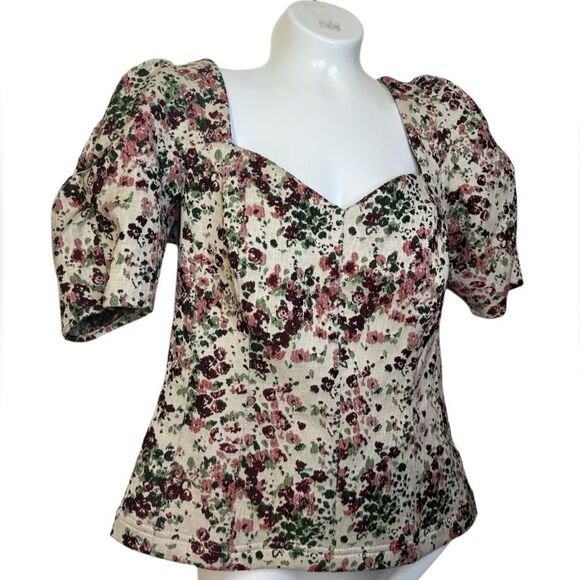Anthropologie Maeve Floral Tapestry Sweetheart Cut Blouse - Picture 4 of 13